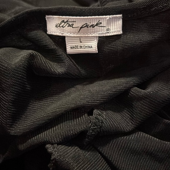 Vintage style Semi sheer Mesh embroidered crotchet flowy Top Sz L - Picture 4 of 16